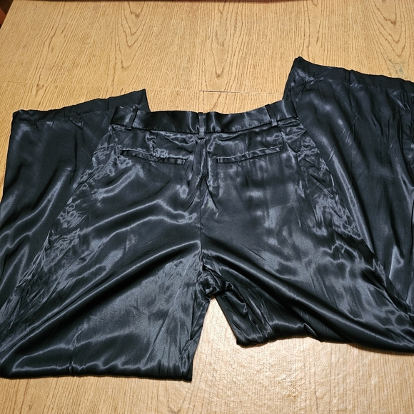 NEW Madewell The Harper Super Wide Leg Black Stretch Satin Trousers - Picture 9 of 9